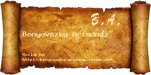 Benyovszky Ariadné névjegykártya